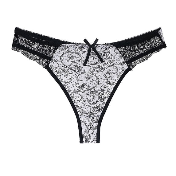 Levmjia Women's Underwear Printed Cotton No Show Panties Breathable Invisible Everyday Comfort Low Rise Thong For Women Daily