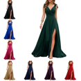 thumbnail image 1 of Levmjia Women's V Neck Sleeveless Maxi Dress High Slit Formal Evening Gown Bow Tie Strap Cocktail Party Dress for Women, 1 of 7