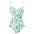 thumbnail image 1 of Levmjia Women's Vintage Print One Piece Swimsuit with Built - in Bra, Polyester Spandex Slim Fit Tummy Control High Waist Swimwear for Women S - XL, 1 of 3