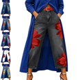 thumbnail image 1 of Levmjia Women's Wide Leg Floral Print Jeans High Waisted Baggy Denim Pants Vintage Loose Fit Trousers with Pockets for Women, 1 of 9