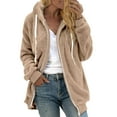 thumbnail image 1 of Levmjia Women's Winter Coats Plus Size Jacket Zipper Fashion V-Neck Pullover Tops Long Sleeve Hooded Sweatshirt, 1 of 4