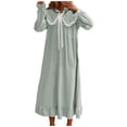 thumbnail image 1 of Levmjia Women's Nightgown Soft Warm Flannel Long Sleeve Round Neck Long-Length Sleep Dress Cozy Home Wear Lightweight Solid Color Plus Size, 1 of 5