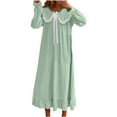 thumbnail image 1 of Levmjia Women's Winter Nightgown Soft Warm Flannel Long Sleeve Round Neck Long-Length Sleep Dress Asian Fit Cozy Home Wear Lightweight Solid Color Plus Size, 1 of 8
