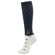 Levmjia Women's Winter Thick Warm Socks Christmas Printing Cute Polka Printed Clown Queuing Stockings, Extra Long Knee Length Tight Knit Socks