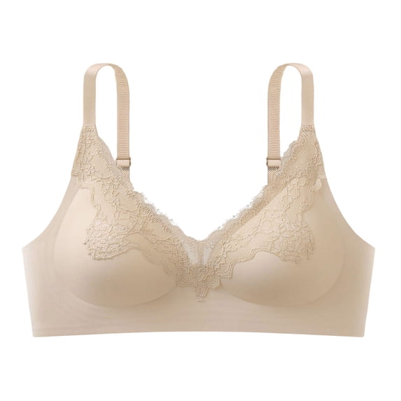 Levmjia Women's Wireless Bras Lace Comfortable Breathable Seamless Underwire Free Everyday T Shirt Bra with Adjustable Strains for Daily Wear