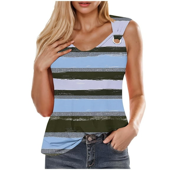 Levmjia Women Sleeveless V Neck Tank Tops Summer Casual Loose Fit Blouse Soft Polyester Comfortable Fashion Tshirt for Daily Wear Work Home