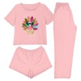 thumbnail image 1 of Levmjia Womens 3 Piece Pajama Set Short Sleeve Top Sleepwear With Pants and Shorts Thanksgiving Soft Casual Home Comfort Relaxing Nightwear Daily Wear, 1 of 8