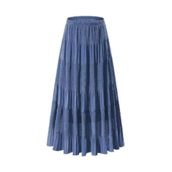 Levmjia Womens A-Line Skirt Solid Color Casual Elastic Waist Drawstring Pocket Midi Length Flowy Chiffon Comfortable Spring Summer Skirt