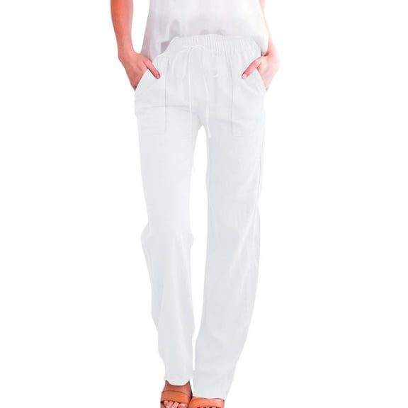 Levmjia Womens Ankle Pants Cotton High-Rise Elastic Waist Solid Color Yoga Casual All Season Plus Size Breathable Soft Comfort Fit for Home Office Travel