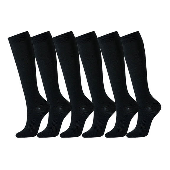 Levmjia Womens Athletic Socks 6 Pack Cotton Knee High Compression Floral Printed Sweat Absorbing Workout Running Sports Socks Support Non Slip Breathable Comfortable