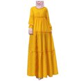 thumbnail image 1 of Levmjia Womens Bohemian Dress Long Sleeve Round Neck Loose Flowy Party Gown Casual Elegant Muslim Holiday Maxi Dress with Ruffle Multi Color Options, 1 of 8