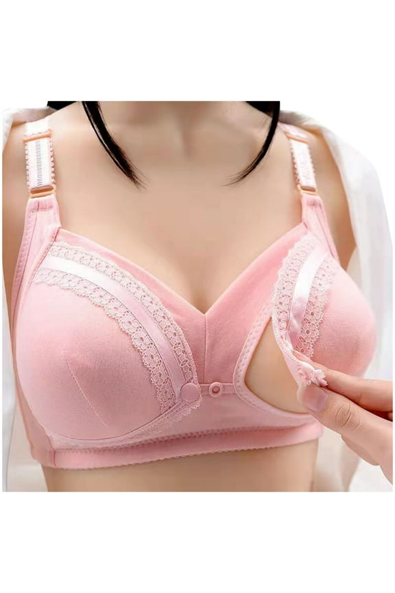 Womens Bra Nursing Front Closure Comfortable Breathable No Underwire Maternity for Breastfeeding Cotton Sleepwear 34-42B/C/D Multi Colors