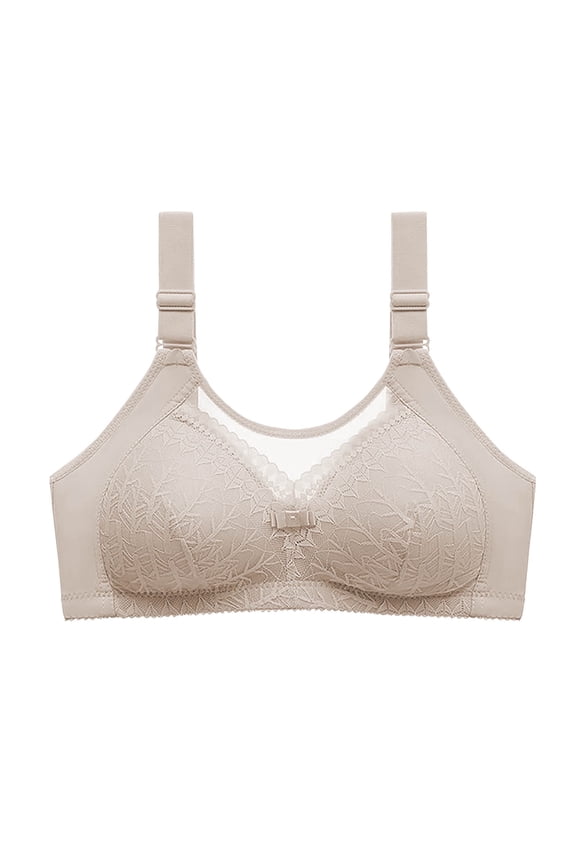 Womens Bras Comfortable Wireless Nylon Back Buckle Embroidery Breathable Everyday Wear Plus Size 38-44B/C Multi Colors