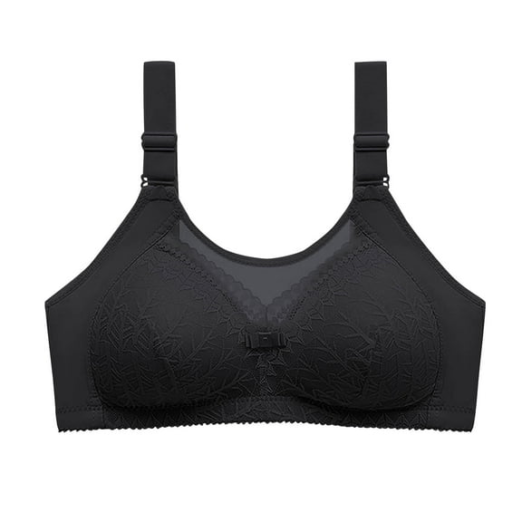 Levmjia Womens Bras Comfortable Wireless Nylon Back Buckle Embroidery Breathable Everyday Wear Plus Size 38-44B/C Multi Colors