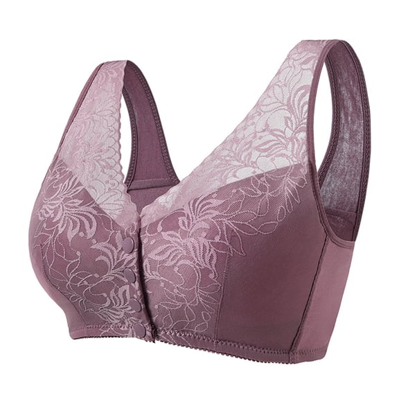 Levmjia Womens Bras Front Closure No Underwire Plus Size Comfortable Support Wireless for Middle Aged Elderly All Day Wear Nylon Multi Color Options