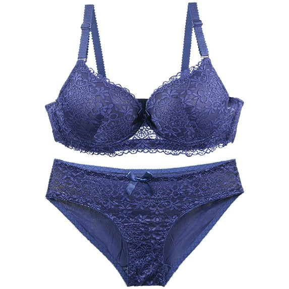 Levmjia Womens Lingerie Bras Set Lace And Panties 2 Piece Comfortable Breathable No Underwire Push Up Bralette For Sleep Plus Size