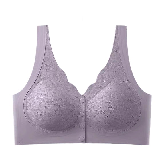 Levmjia Womens Lace Comfort Bra Front Closure Wireless Sexy No Underwire Support Underwear Soft Breathable for Daily Wear Casual Plus Size L XL 2XL 3XL