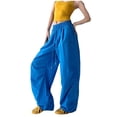 thumbnail image 1 of Levmjia Womens Cargo Pants Wide Leg Lightweight Solid Color Elastic Waist Drawstring Overalls Casual Work Pure Loose Fit Comfortable Daily Wear Outdoor Sports, 1 of 4