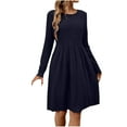thumbnail image 1 of Levmjia Womens Casual Dress Long Sleeve Round Neck Stretchy Comfortable Polyester Solid Color Daily Wear Work Vacation Multi Color Options, 1 of 8