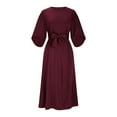 thumbnail image 1 of Levmjia Womens Casual Dress Solid Color Long Sleeve Slim Tunic Dress Round Neck Batwing Soft Comfortable Daily Wear Spring Office Vacation, 1 of 4