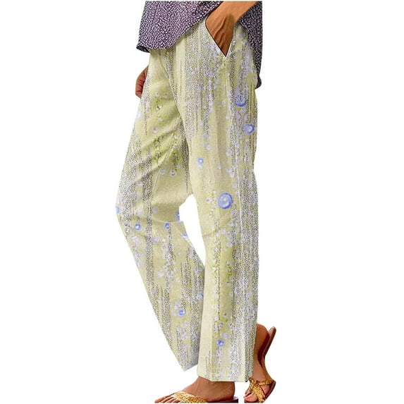 Levmjia Womens Casual Pants High Waisted Straight Leg Cotton Polyester Comfy Stretch Workout Lounge Pants for Women Plus Size Soft Breathable Elastic Waistband