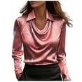 thumbnail image 1 of Levmjia Womens Casual Shirt Elegant Loose Pullover Long Sleeve Blouse Comfort Stretch Fit V Neck Solid Color Top For Work Office Business Casual Everyday Wear, 1 of 6