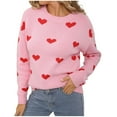 thumbnail image 1 of Levmjia Womens Casual Sweater Long Sleeve Love Pattern Round Neck Pullover Soft Acrylic Knit Top Cozy Loose Fit Blouse For Fall Winter Daily Wear, 1 of 9