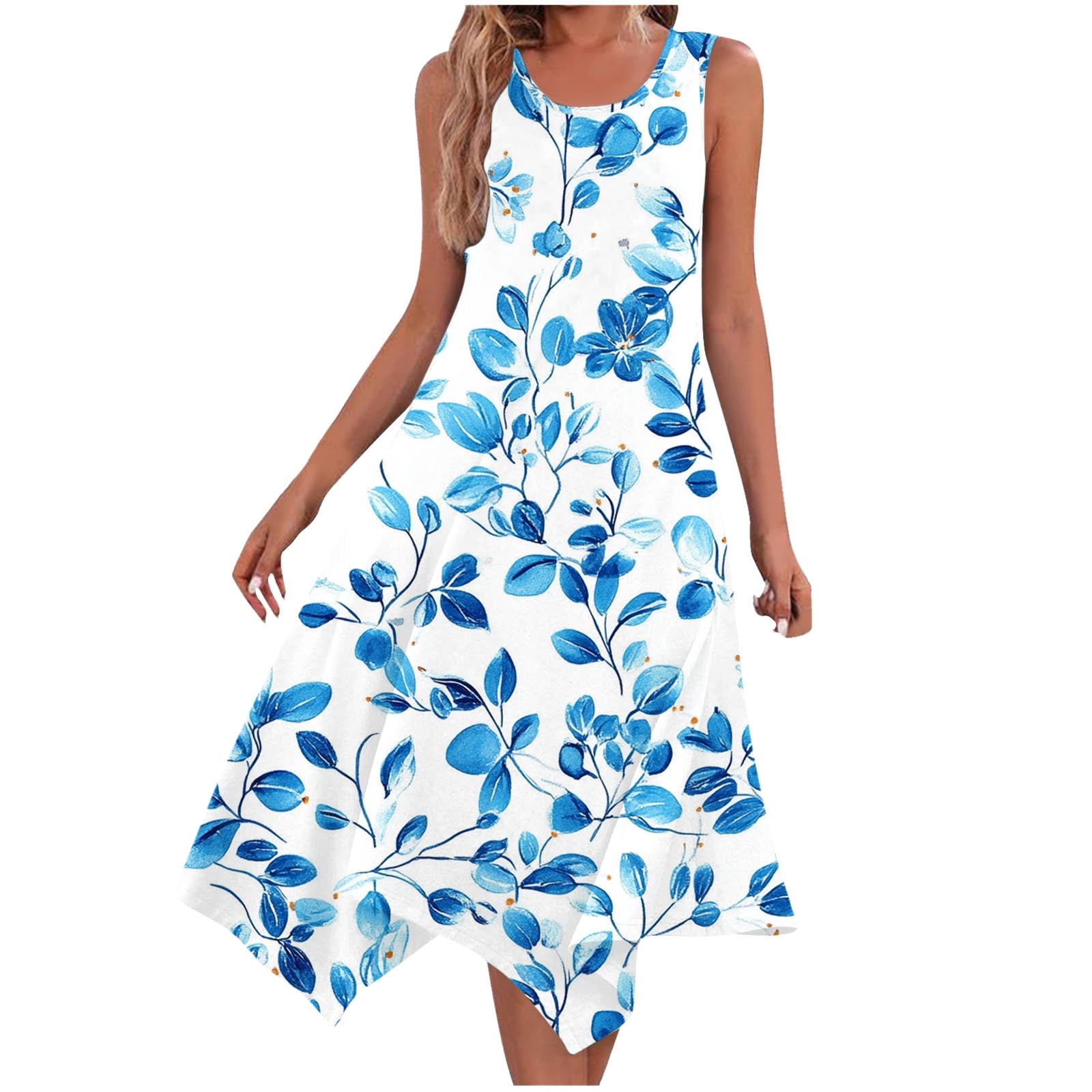Levmjia Womens Dresses Sleeveless Round Neck Flowy Summer Casual Sun — free download