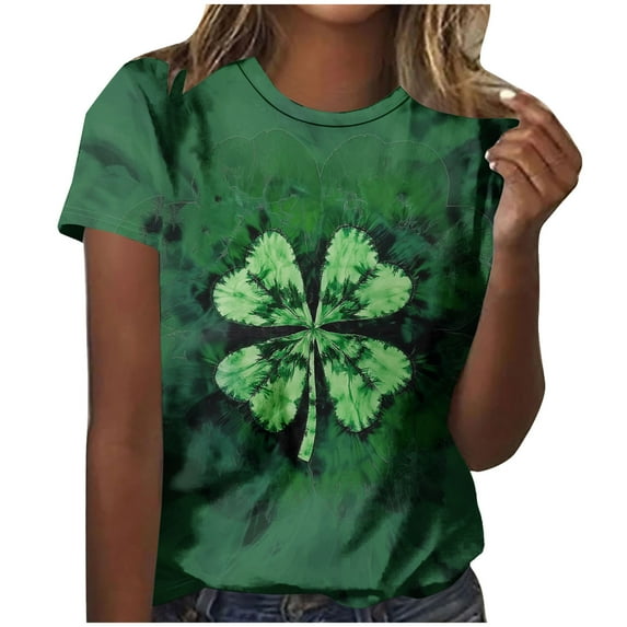 Levmjia Womens Fashion Tops Casual Short Sleeve Loose St. Patrick's Day Printed T Shirt Round Neck Blouse Soft Breathable Comfortable Everyday Wear