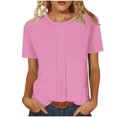 thumbnail image 1 of Levmjia Womens Fashion Tops Casual Short Sleeve Round Neck T-Shirt Solid Color Loose Fit Soft Cotton Blend Solid Color Pullover Tee Everyday Wear, 1 of 7