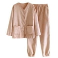 thumbnail image 1 of Levmjia Womens Flannel Top and Pants Set Long Sleeve Velvet Trousers Soft Comfortable Solid Color Home Outfit For Fall Winter Casual Wear, 1 of 7