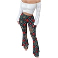 thumbnail image 1 of Levmjia Womens Flared Pants Vintage Modern Printed Slim High Waisted Casual Soft Stretchy Comfort Fit For Yoga Home Wear All Season Long Trousers, 1 of 9