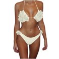 thumbnail image 1 of Levmjia Womens Floral Lace Lingerie Set Halter Tie Bralette With Side Ruffle Brief Adjustable Neck Ties Soft Breathable Lace Beach Wear Casual Romantic Date Night Fashion, 1 of 4
