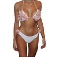thumbnail image 1 of Levmjia Womens Floral Lace Lingerie Set Halter Tie Bralette With Side Ruffle Brief Adjustable Neck Ties Soft Breathable Lace Beach Wear Casual Romantic Date Night Fashion, 1 of 4