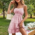 thumbnail image 1 of Levmjia Womens Floral Print Cami Mini Dress With Ruffle Hem Spaghetti Strap Flowy Casual Lightweight Sundress For Beach Vacations Breathable Summer Daily Wear, 1 of 6