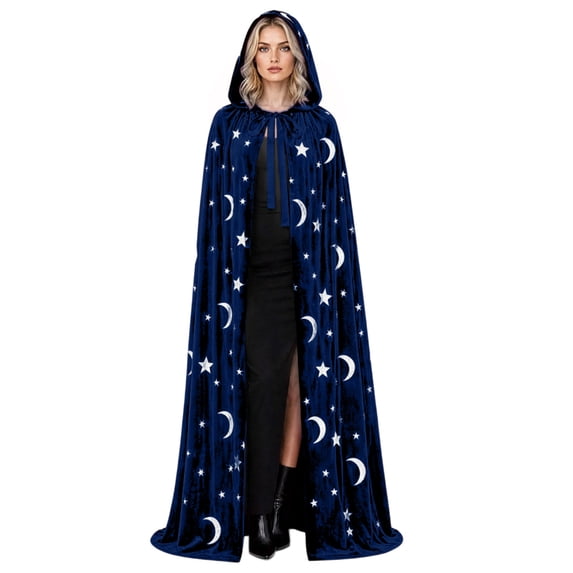 Levmjia Womens Hooded Lace Up Cloak Cape Elegant Soft Plush Comfortable Full Length Loose Fit Robe Halloween Costume Party Carnival Performance Holiday Dress Up