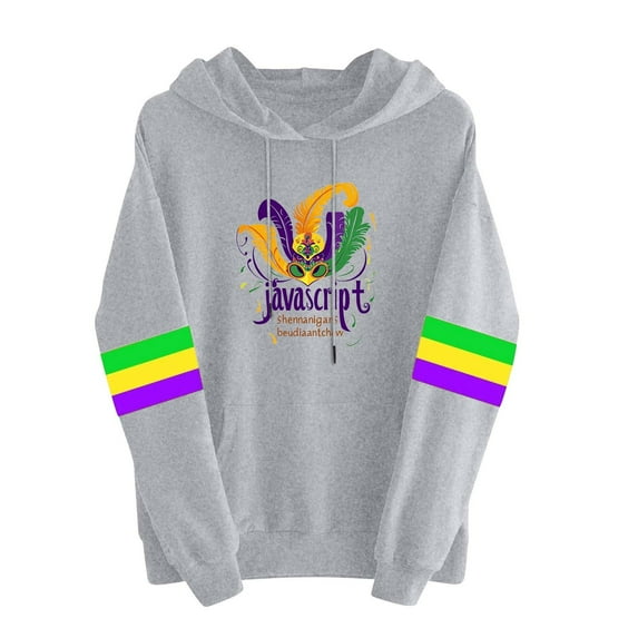 Levmjia Womens Hooded Sweatshirt Long Sleeve Carnival Printed Round Neck Casual Pullover Comfortable Loose Fit Tops Holiday Work Commute Home Relaxation