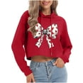 thumbnail image 1 of Levmjia Womens Hooded Sweatshirt Valentine Printed Long Sleeve Round Neck Pullover Top For Casual Work Holiday Comfortable Breathable Everyday Wear, 1 of 7