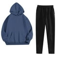 thumbnail image 1 of Levmjia Womens Hooded Tops and Pants Set Long Sleeve Zipper Solid Color Sweater Coat Sports Pants Casual Outfit Soft Four Season Wear For Work Daily, 1 of 6