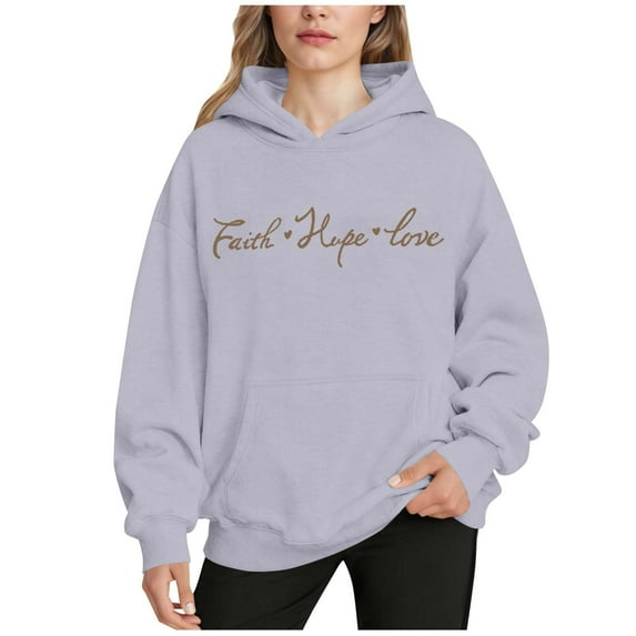 Levmjia Womens Hoodie Long Sleeve Sweatshirt Letter Printed Pullover Casual Comfortable Workout Top Holiday Casual Daily Wear Home Relaxation
