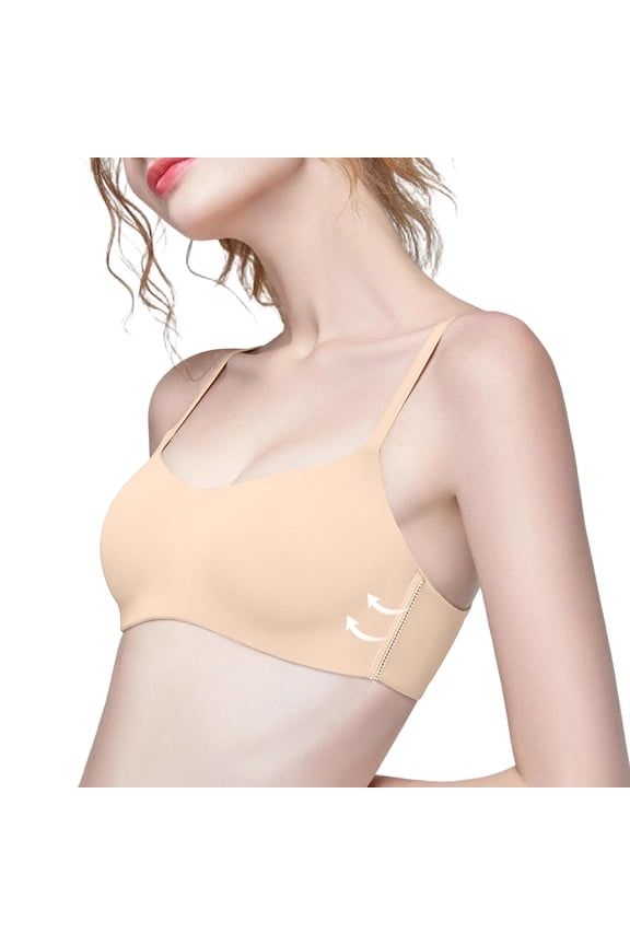Womens Invisible Liquid Solid Color Bra Seamless Breathable djustable Thin Straps Push Up Daily Outfit All Season Use