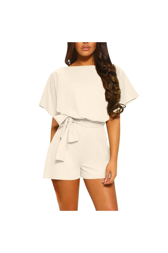 Womens Jumpsuits and Rompers Shorts Summer Short Sleeve Jumpsuits Casual Printing Fit Rompers Pockets Spaghetti Strap Jumpsuit