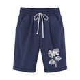 thumbnail image 1 of Levmjia Womens Knee Length Shorts High Waisted Elastic Shorts Casual Comfortable Drawstring Pockets Summer Printed Pants for Home Outdoor Beach Yoga Multi Color Options, 1 of 3