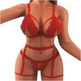 thumbnail image 1 of Levmjia Womens Lace Lingerie Set Deep V Cutout Bra and Thong Solid Color Comfortable Stretchy for Honeymoon Valentine Day and Everyday Wear, 1 of 4