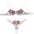 thumbnail image 1 of Levmjia Womens Lace Lingerie Set Floral Embroidered Bralette With Matching T Back Thong Adjustable Thin Straps Soft Romantic Date Night Cozy Beautiful Solid Color, 1 of 3