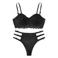 thumbnail image 1 of Levmjia Womens Lace Lingerie Set Hollow Out Floral Trim Adjustable Shoulder Strap Solid Color Underwire Bra And Panty Nightwear Romantic Dates Daily, 1 of 4