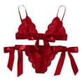 thumbnail image 1 of Levmjia Womens Lace Lingerie Set Sheer Mesh Bow Solid Color Adjustable Spaghetti Strap Wireless Bra And Panty Outfit Nightwear Party Daily Wear, 1 of 4