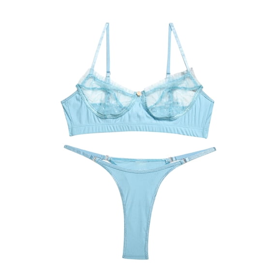 Levmjia Womens Lace Lingerie Set Spaghetti Strap Bralette With Matching T Back Thong Soft Breathable Stretch With Adjustable Straps Romantic Date Night Casual