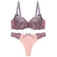 thumbnail image 1 of Levmjia Womens Lace Lingerie Set Underwire Bra and Matching Thong Panties With Adjustable Straps Breathable Mesh Romantic Date Night Daily Special Trendy Solid Color, 1 of 4