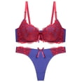 thumbnail image 1 of Levmjia Womens Lace Lingerie Set Underwire Bra and Matching Thong Panties With Adjustable Straps Breathable Mesh Romantic Date Night Daily Special Trendy Solid Color, 1 of 4